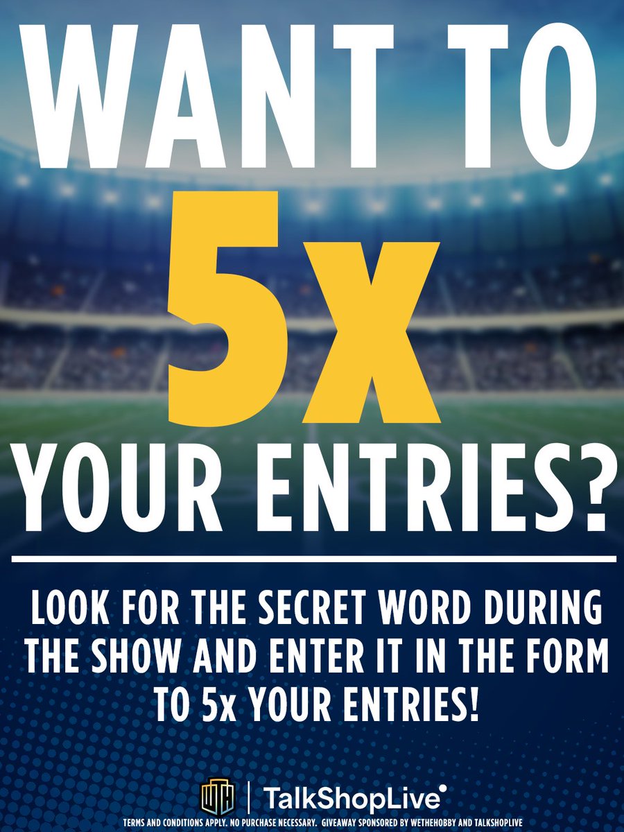 🚨GIVEAWAY TIME🚨

Zach and Britt are going LIVE for pre-game analysis, giveaways, card breaks + more on Walmart Live. Be on the lookout for the secret word revealed during the show to 5x your giveaway entries. Enter by 10/30 at 11:59 PM PT for your chance to win. (See entry page