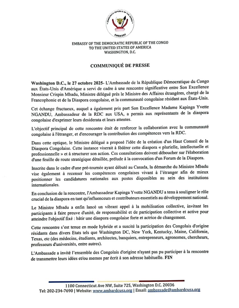 Embassy of The Democratic Republic of Congo in USA (@ambardcongousa) on Twitter photo 