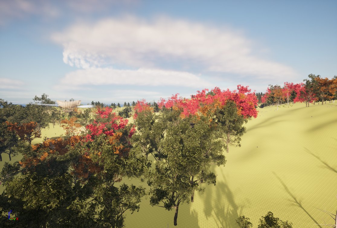 Jmystigan's tweet photo. added more different tree foliage for wood gathering resources. makes the environment look better and fills in the gaps for seeing nostalgia from afar instead of a weak background plane. atlas moon piranauts #ue5 #gamedev #indiegamedev #genii #game #pc #gaming #nerd #screenshot https://t.co/RuSLvkdrs6