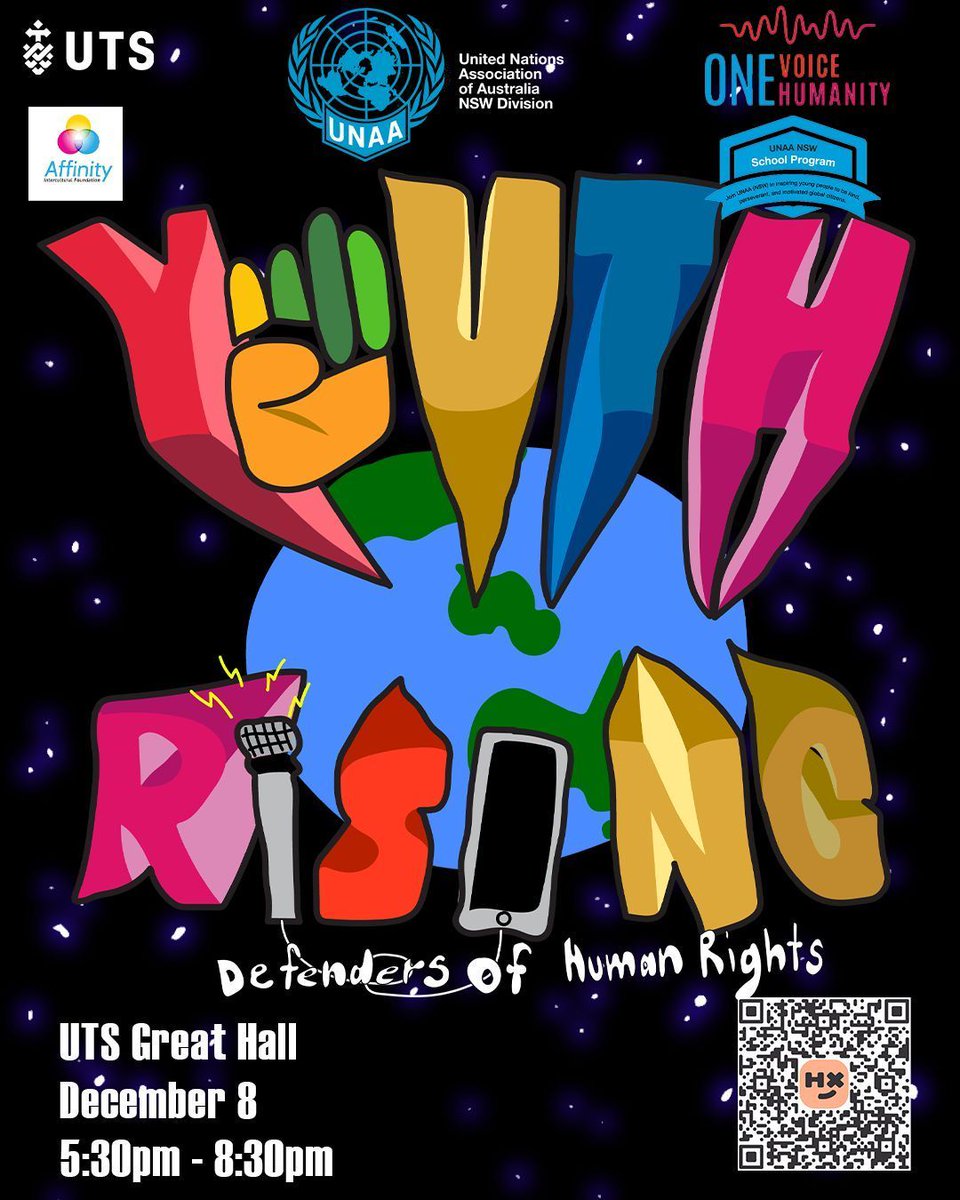 unaansw's tweet image. What happens when young people refuse to stay silent in the face of injustice?
The movement for human rights isn’t waiting for tomorrow — it’s happening today, in every young heart that dares to speak. ✊
events.humanitix.com/one-voice-one-… 
#YouthRising #OVOH2025 #SDGChallenge