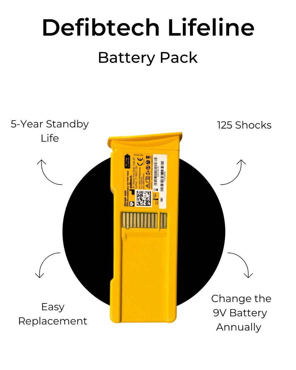 Varsityhts's tweet photo. Keep your AED ready with the Defibtech Lifeline 5-Year Battery
✅ 5-year standby life
✅ Powers 125 shocks / 8 hrs operation
✅ Easy install, no tools
💡 Replace the 9V annually to keep self-checks running
#AEDReady #Defibtech #EmergencyPreparedness #CPR https://t.co/LR2V741rLz