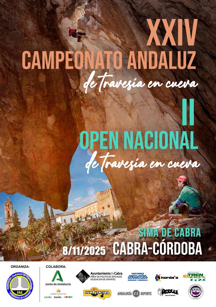 Penúltima competición de la temporada 2025
📍 Cabra 
📆 8 de noviembre
<a href="/DeporteAndaluz/">Tu Deporte Andaluz</a> #Competition
#campeonatoandaluz #OpenNacional #espeologia