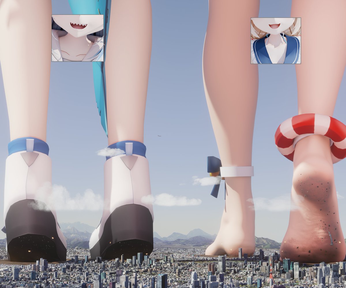 Kasasu2GTS's tweet photo. And here are the alts of the previous render! Dirty and no face cut-ins
(Gura Gawr, Saba Sameko)  Model Credits: Cover, すやすや酢屋, ShackArtist69, Playgrounds (Tokyo), seki, シナモソ, JangaFX, RensGts 
#giantess #sizetwitter #巨大娘 https://t.co/rPXsR206N2