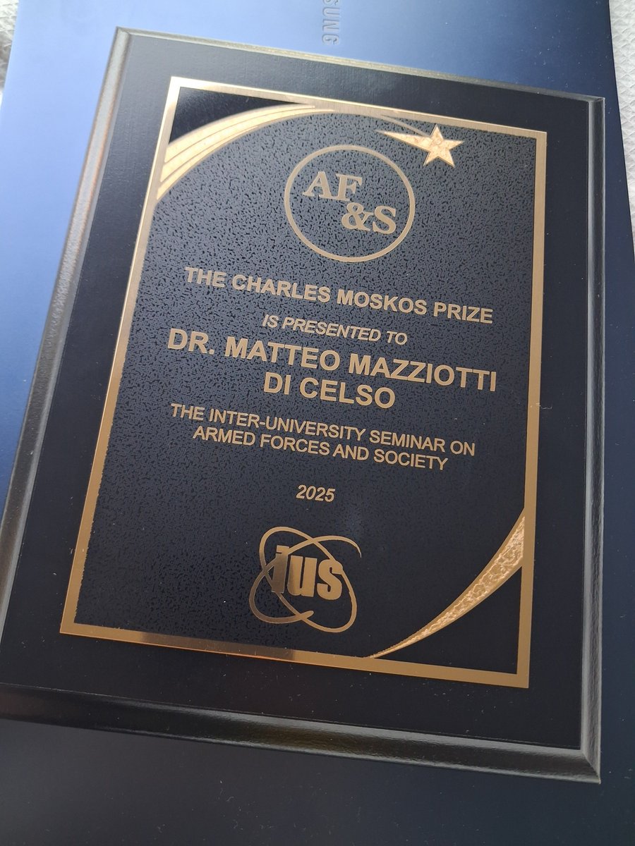Honored to present my research on the Italian armed forces in public security at the <a href="/iusafs/">IUS & AFS</a> in Washington, DC. Three days of rich CMR debates. Also very grateful to receive the 2025 Charles Moskos Award from Armed Forces &amp; Society.