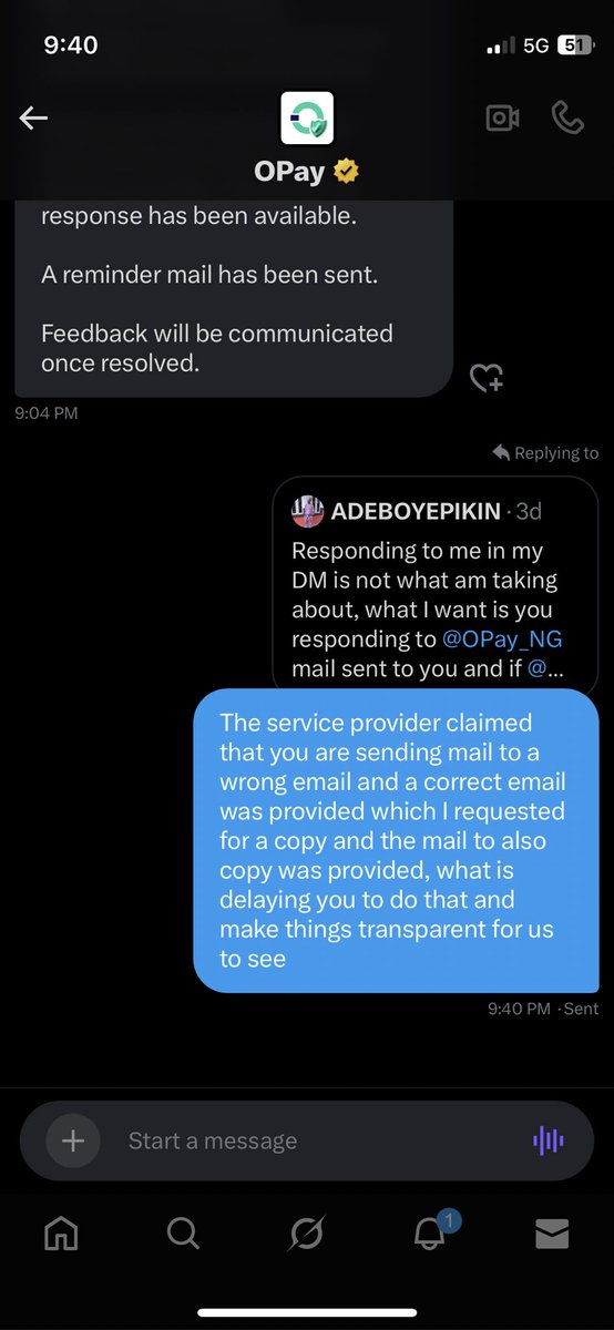 AdeboyeAdeboyea's tweet photo. @OPay_NG @AirtelNigeria claimed you’re sending mail to a wrong email as no mail was received, on this note an authentic email was provided and I requested for a copy of the mail sent, which email was also provided for that, what’s now delaying you to do that, what are you hiding @OPay_NG https://t.co/IuoepRNSRC