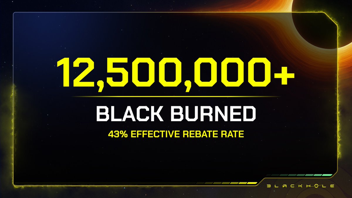 12,500,000+ $BLACK burned from supply completely  

From one season of Escape Velocity