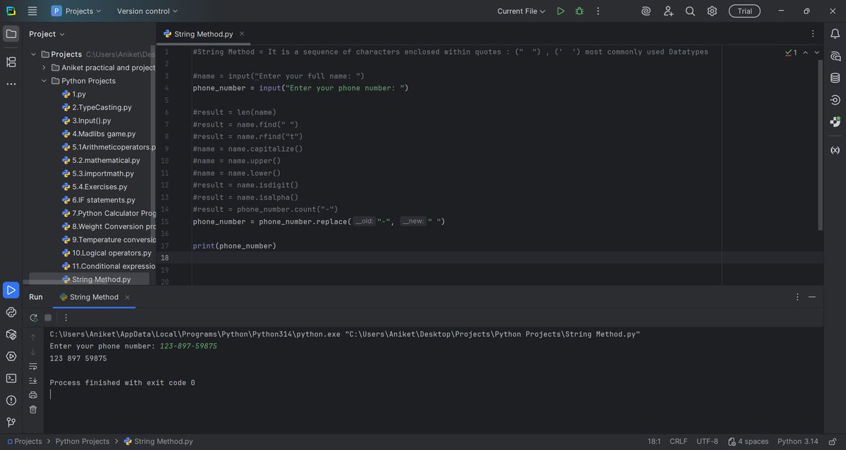 ianiket_yadavs's tweet image. ☑️Day 63 of #100DaysOfCode 
* Python:
-String Method & String Indexing.
*DSA:(Brocode)
-What are data structures and algorithms?
Doing basics from Brocode so I couldn't face any difficulties ahead.
#Coding #Python #pythonlearningjourney #WebDevelopment #FullStackDeveloper 
#DSA