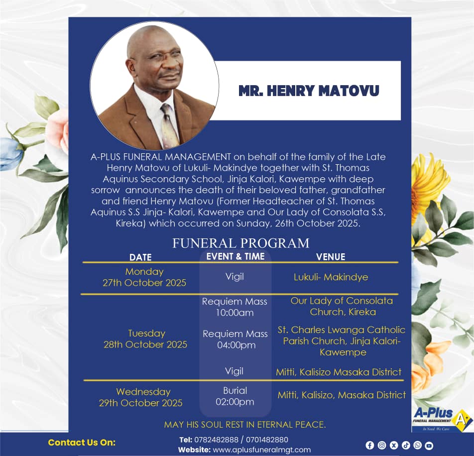 DMbowa's tweet image. We lost a mentor, parent, and a friend!! The Alumni Fraternity of St Thomas Aquinas will miss your kindness, words of courage, and wisdom. Rest well, Mr Henry Matovu
