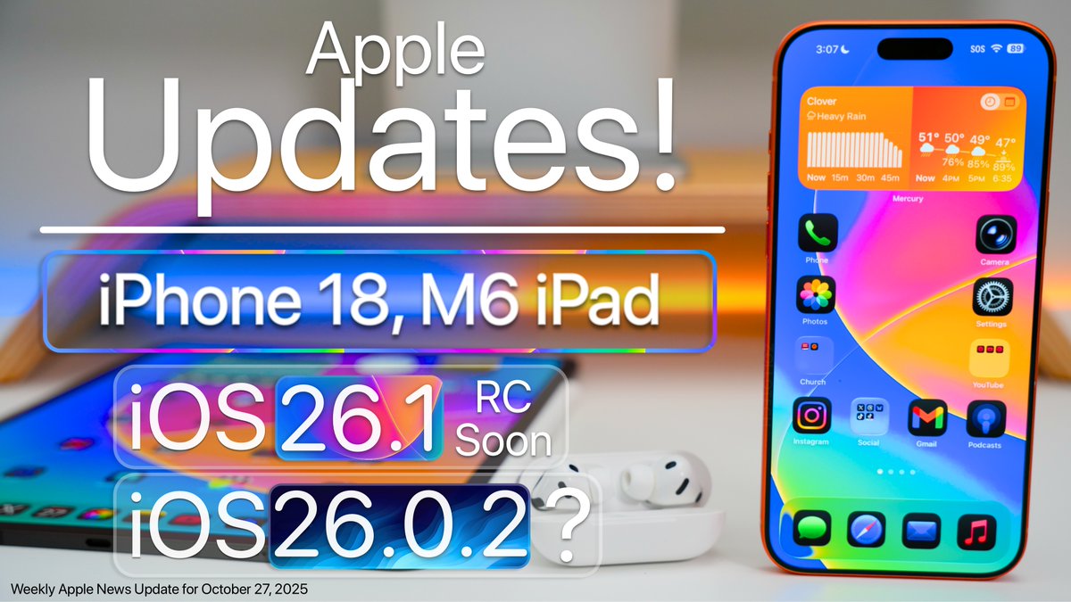 It's been a while since I pushed out a Weekly Apple News update.  Here is the latest of what to expect with updates like iOS 26.02, iOS 26.1 RC, future products and more.  

Full video here:  youtu.be/ssj5NT9gUYE