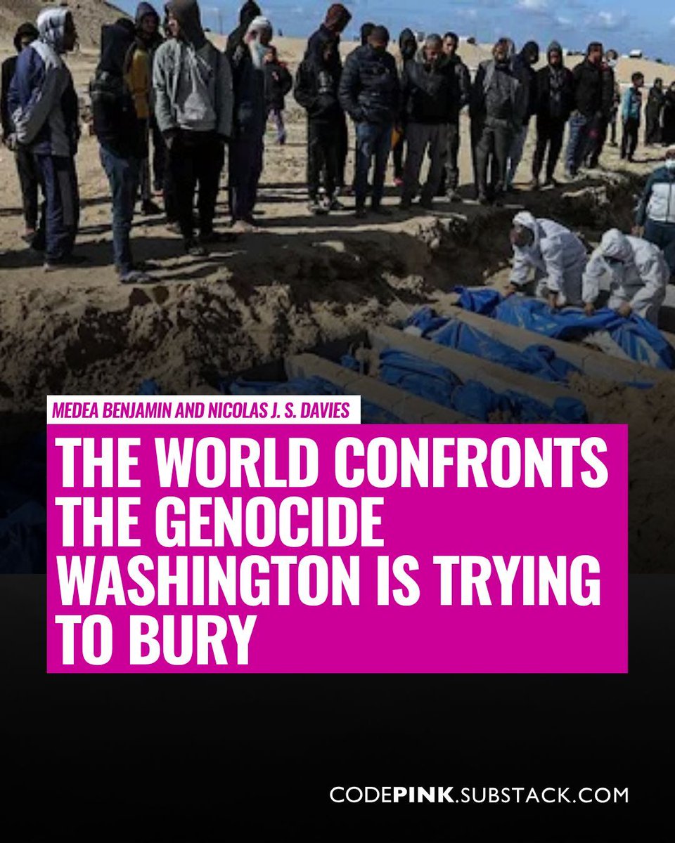 "In stark contrast to much of the world, U.S. officials are already trying to turn the page—moving to fortify and expand Washington’s military alliance with Israel", write Medea Benjamin and Nicolas J. S. Davies.

codepink.substack.com/p/the-world-co…