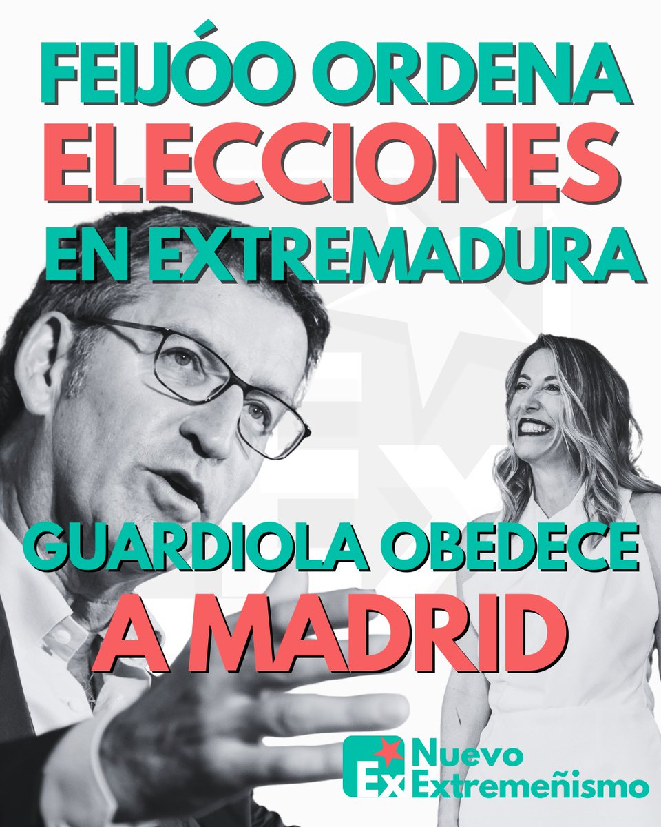 Feijóo acaba de ordenar que Guardiola apriete el botón electoral, y ha obedecido sin pensarlo.

A María Guardiola no le importa el bienestar del pueblo extremeño. Le importa lo que digan sus jefes de Madrid.

Extremadura vuelve a ser el terreno de juego del bipartidismo.