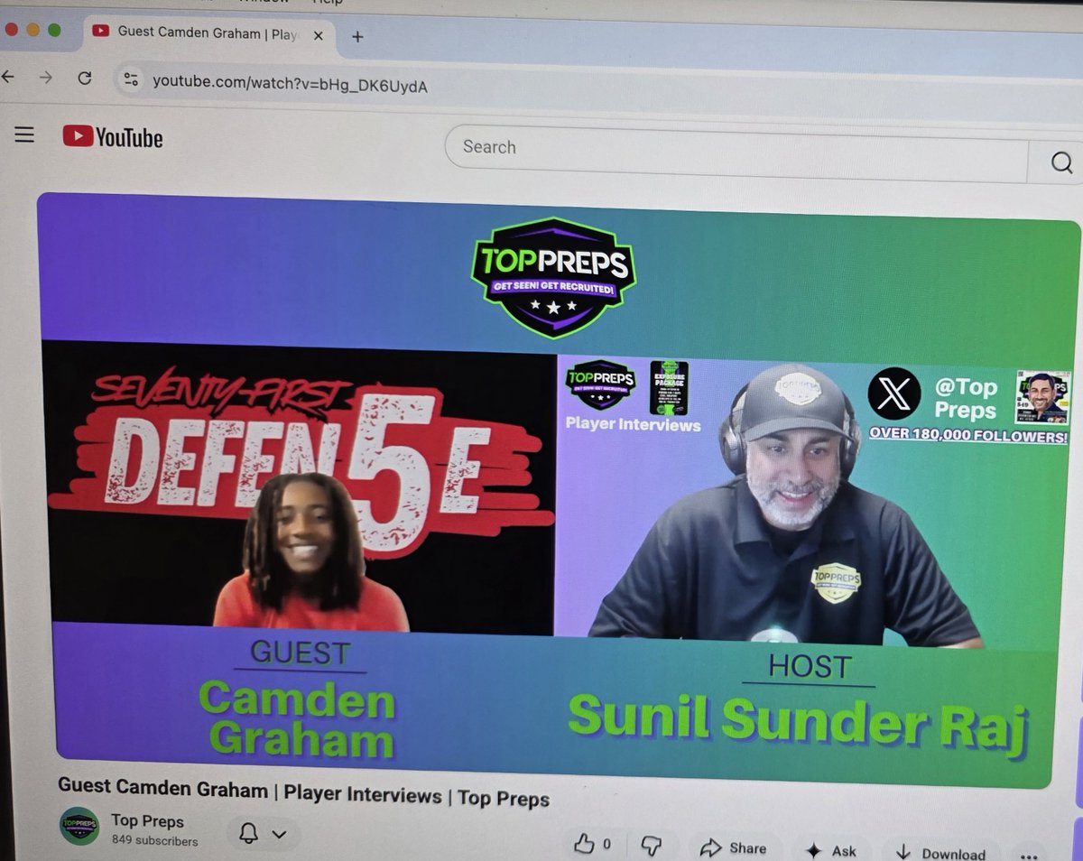 sunil_interview's tweet image. @TopPreps Exposure Booster Package Interview with #CamdenGraham @C5MDN a senior @ #SeventyFirstHighSchool @71sthighccs #Fayetteville #NorthCarolina & linebacker/strong safety on the varsity football team @thereal71sports 🎙️🏈 youtube.com/watch?v=bHg_DK…