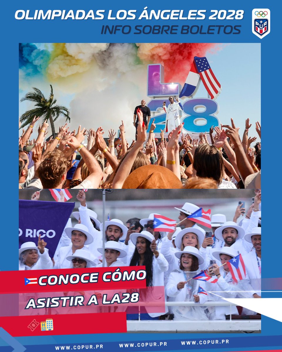 📍 ¿Sueñas con ir a LA28 a apoyar al #EquipoPUR? 🇵🇷🔥

Si estás pensando viajar a Los Ángeles para vivir las Olimpiadas en vivo… 👀 te compartimos como será el proceso para adquirir boletos.

👉 Haz clic aquí para conocer todos los detalles: 
la28.org/es/boletos/bol…

Sigue a