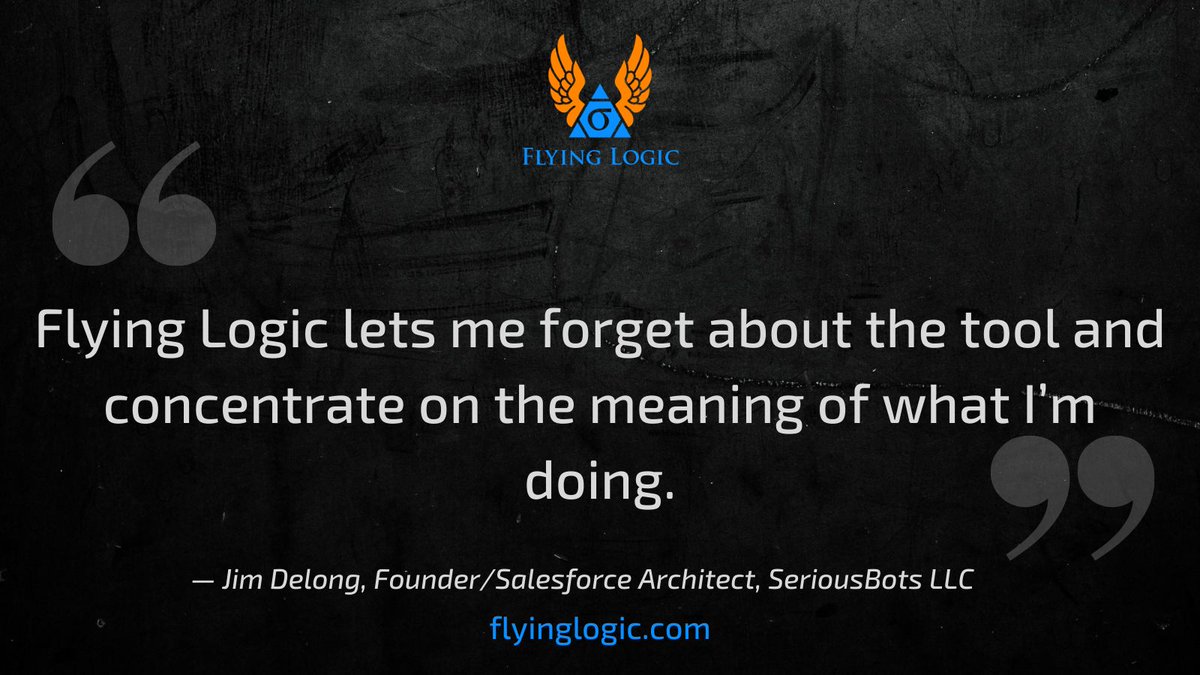 WolfMcNally's tweet image. Flying Logic lets me forget about the tool and concentrate on the meaning of what I’m doing.— Jim Delong, Founder/Salesforce Architect, SeriousBots LLC
 #toolsforthought #theoryofconstraints