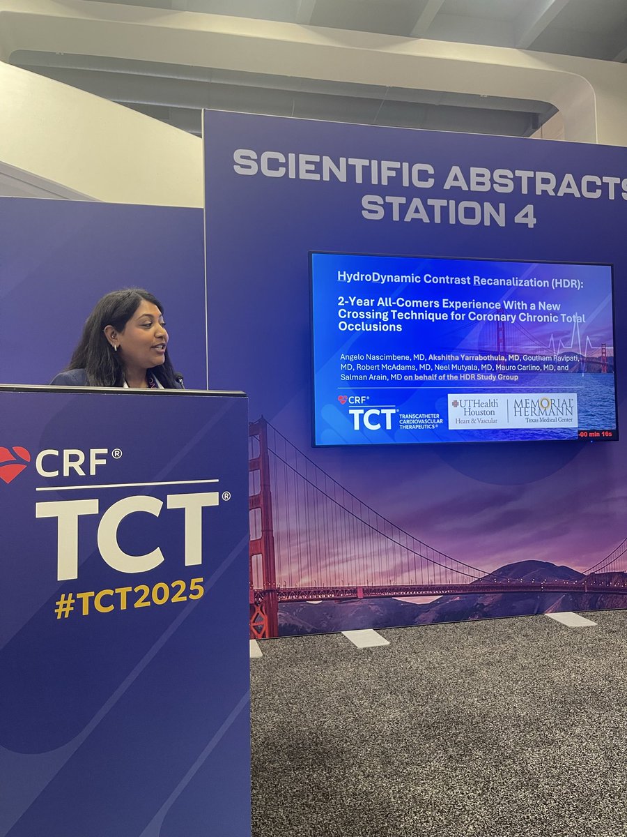 UTHHeart's tweet photo. Our chief fellow @AYarrabothulaMD started the 2nd of #TCT2025 with 2 year all comers experience with HDR for CTO PCI
#HDR #CTO
@UTHeartVascular https://t.co/HpX33871IC