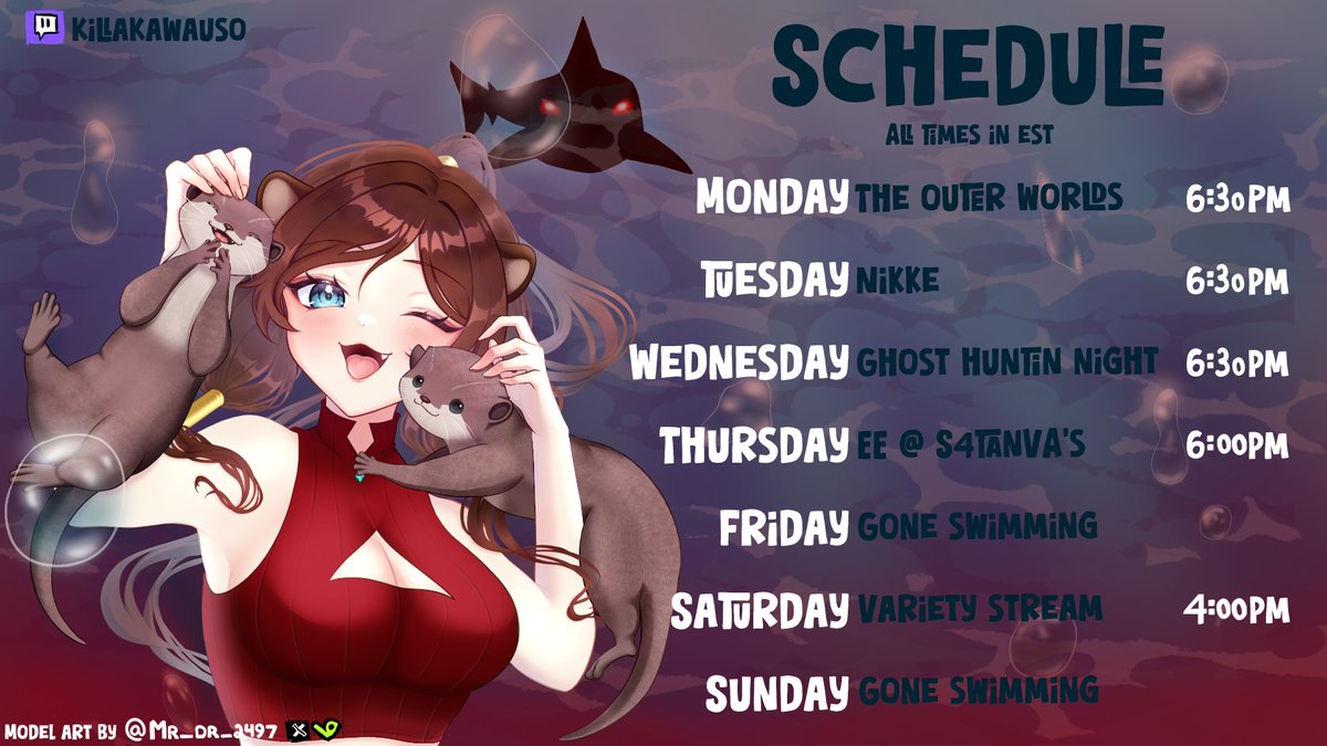 New schedule is here! Oct 27th - Nov 2nd!