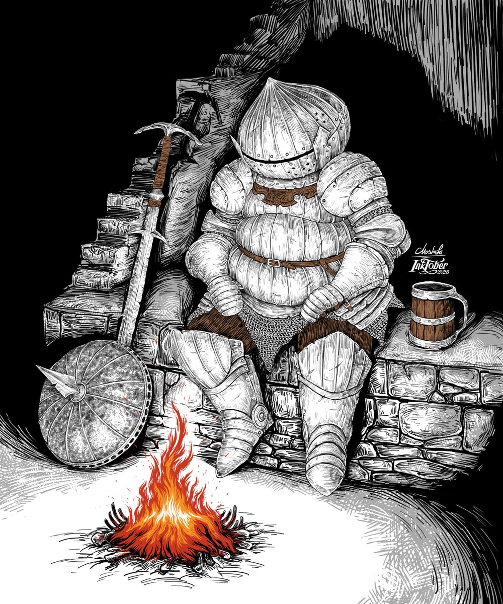 Inktober - Day 27 - Onion | Dark Souls Siegmeyer FanArt
One of the best NPCs in the souls games, his story in Dark Souls 1 and 3 are so sad and touching.
Whenever I get sad I sit in this pose and listen to DS music!
#Inktober2025 #OnionKnight #DarkSouls
