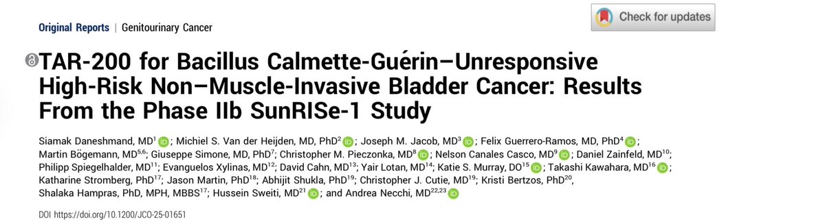 brookmans76's tweet image. Very nice editorial by @JathinBandari and Edward Messing about single arm trials in #BCG-unresponsive #NMIBC accompanying #TAR200/#SunRISE1 study results @JCO_ASCO 
✅ explaining the reasons why FDA considered single arm trials appropriate in this specific setting 
➕also why