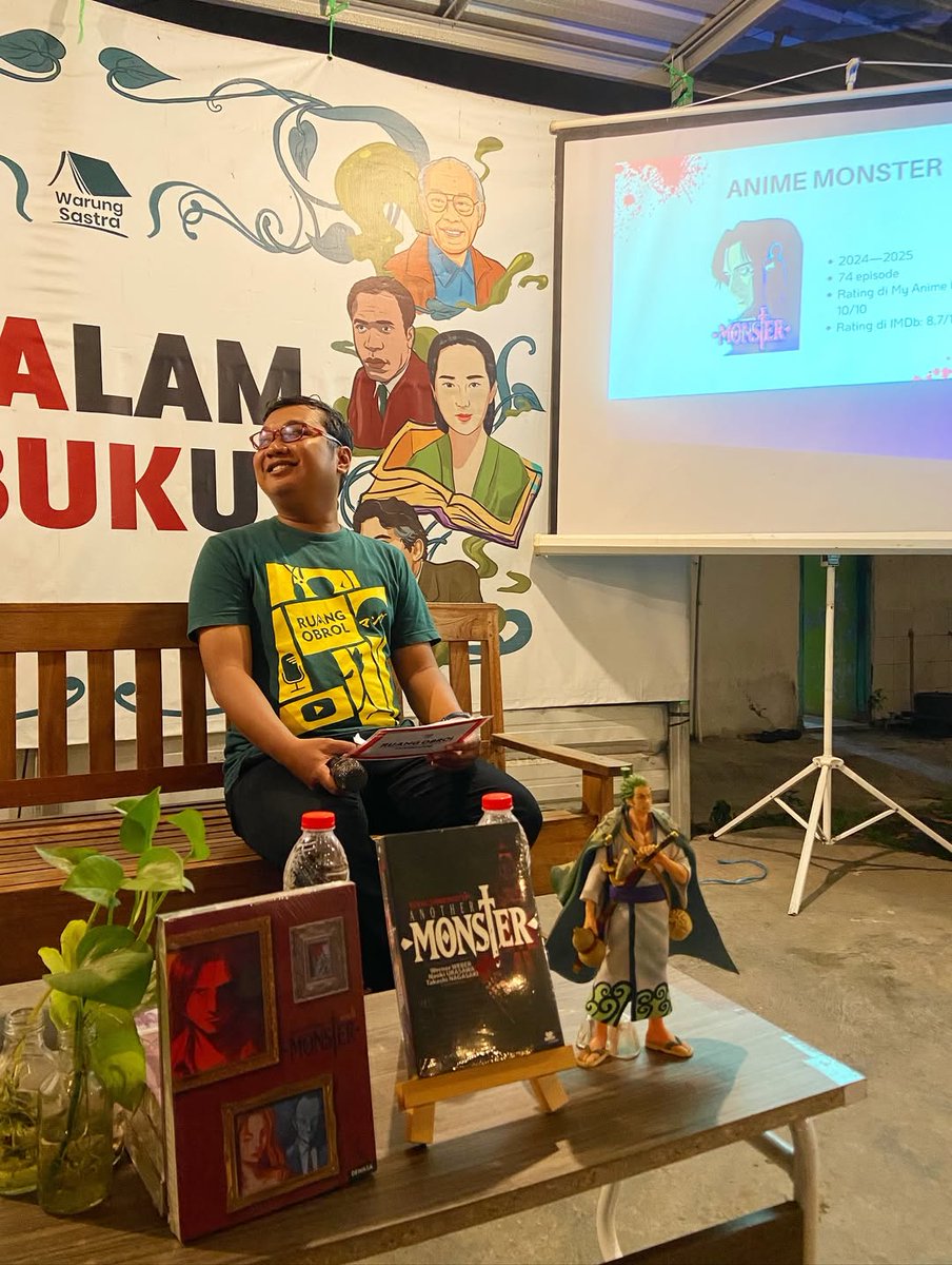 warungsastra's tweet photo. MALAM BUKU #82 : Another Monster
Terima kasih buat Kak Kania Nabila dan Kak @/_daris.kholis14 yang telah mengisi Malam Buku (MABUK) edisi ke 82. Asyik dan seruuu, nantikan MABUK selanjutnya 😊🙏
#warungsastra #bukukopipenyetan #malambuku #malambukuwarungsastra #anothermonster https://t.co/xr3oamRkBR