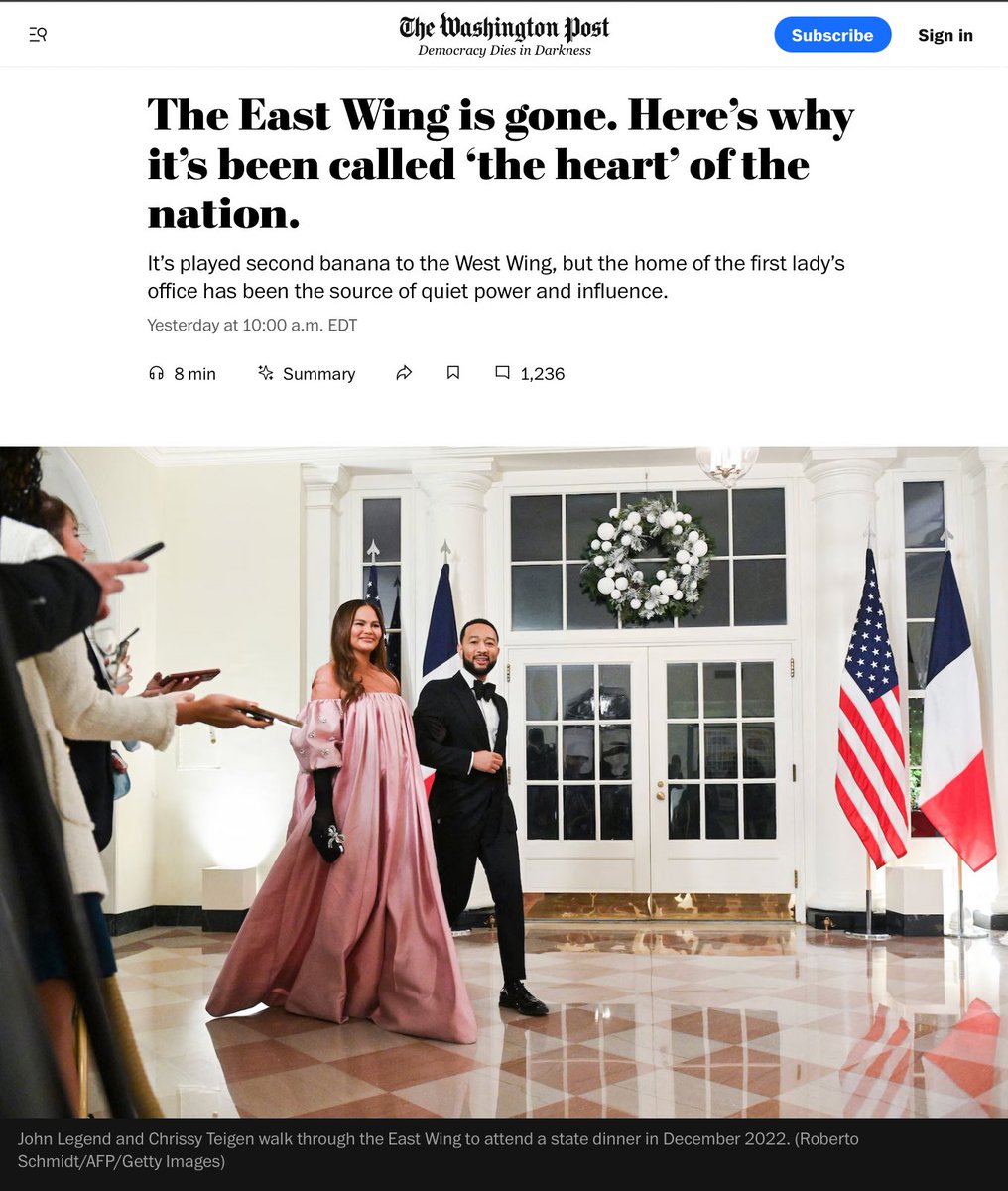 This is actually hilarious because this photo shows invited guests walking **through** the East Wing to get to a **tent** set up outside for Biden’s state dinner.

Which is…you know…the whole reason Trump is building a ballroom.