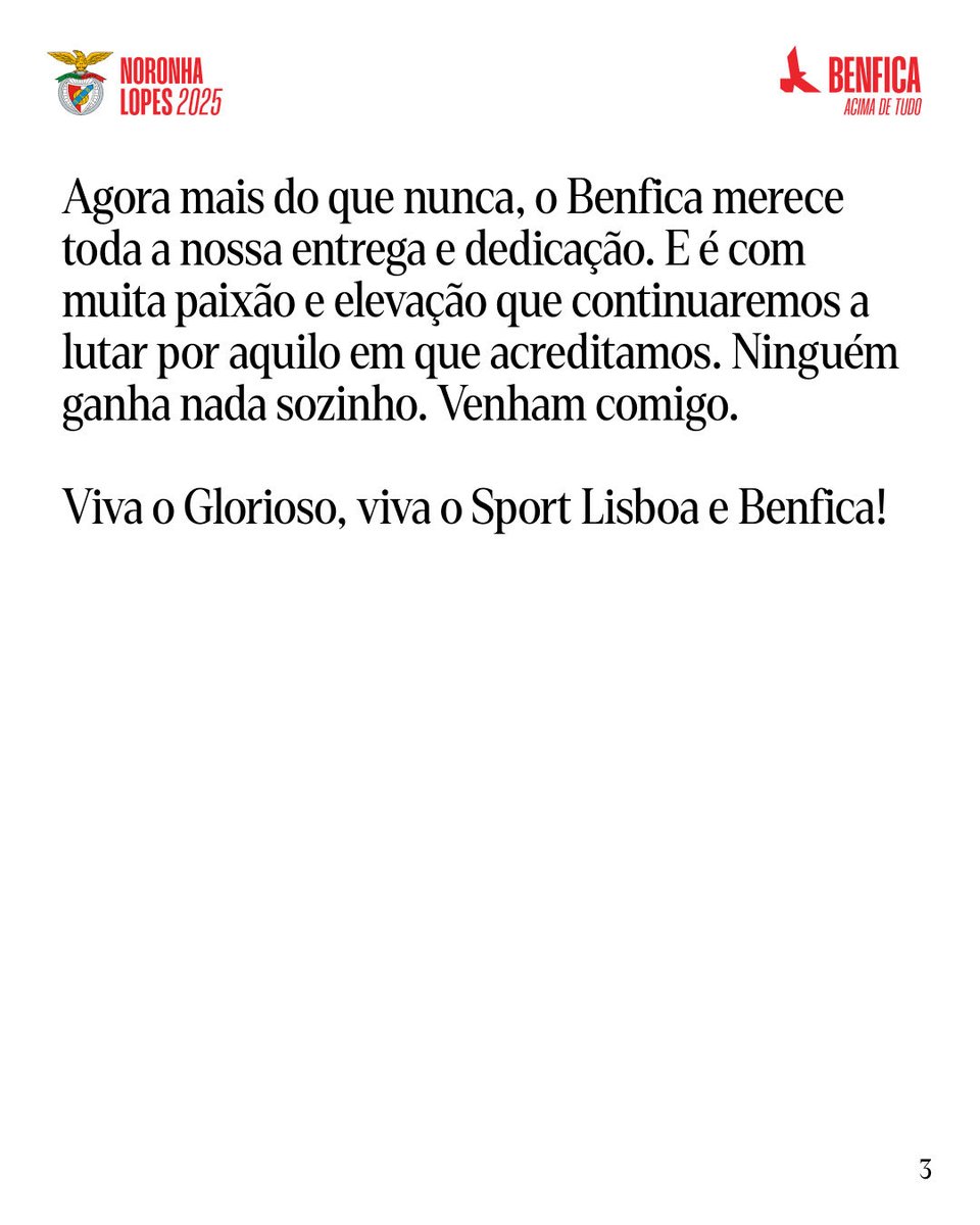 Obrigado a todos os que fizeram história no sábado. Isto não acaba aqui. Vamos em frente!

#Noronha2025 #BenficaAcimaDeTudo