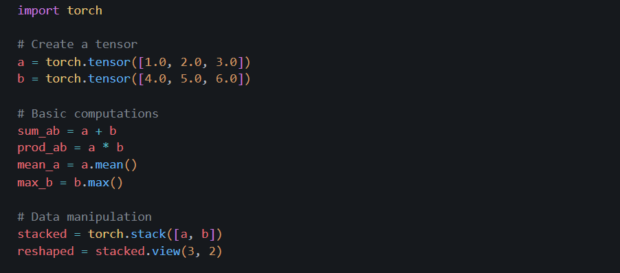 iamyojjal's tweet photo. #LUD29
Practiced using PyTorch for data manipulation and basic computations. Getting comfortable with tensors and the framework’s workflow!
#FestivalOfLearning #LearningUtsav2025 https://t.co/tFWxeVQJdS
