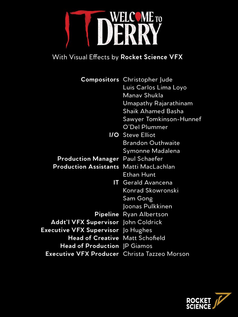 Pennywise is back!
The IT franchise continues. WELCOME TO DERRY is now streaming on <a href="/HBO/">HBO</a>  (USA) &amp; <a href="/CraveCanada/">Crave</a>  (Canada)

Congrats to all that helped bring the story to life.

With visual effects by <a href="/RSVFX/">Rocket Science VFX</a>

#IT #StephenKing #HBO #vfx #vfxstudio #rocketsciencevfx #rsvfx #Crave