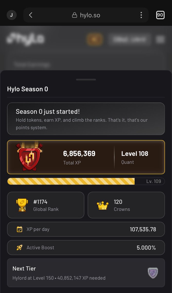 0xWean's tweet photo. gmylo! @hylo_so 

TVL has reached $100M.
I’m already at this level. Slowly but surely, my next step is Hylord.

https://t.co/T9Lbc0KDjK https://t.co/fEtbpfhzDl