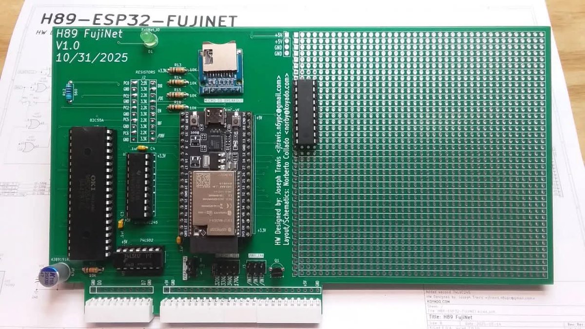 tschak's tweet image. Norberto Collado has completed v1 of the FujiNet WiFi Adapter hardware card for #Heathkit #H89 systems.
Now to bring-up the firmware and software.
#retrocomputing