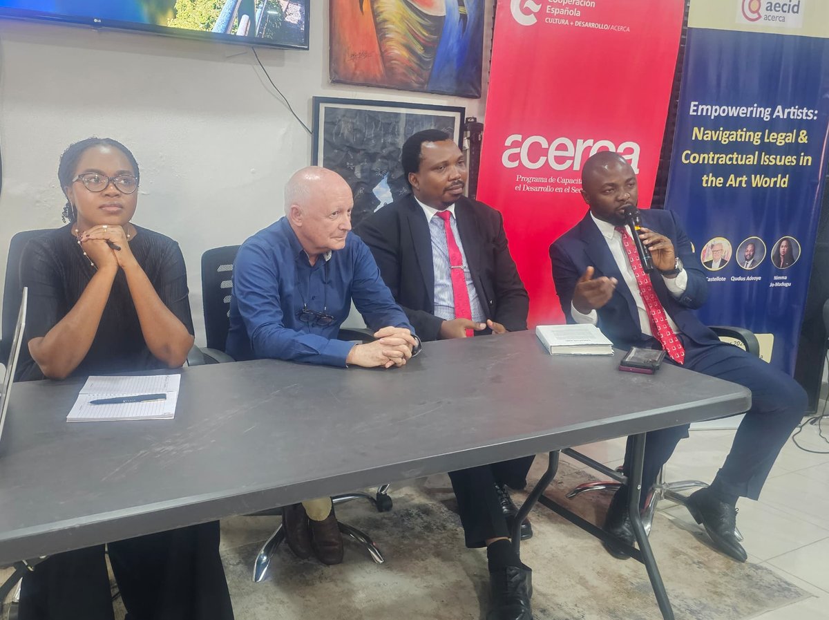 Kenna_LP's tweet photo. On October 22-23, 2025, KENNA's Partner, Nimma Jo-Madugu and Senior Associate, Qudus Adeoye recently led sessions at a training workshop organized by the Embassy of Spain, titled "Empowering Artists: Navigating Contracts in the Art World."

In the first session, Qudus provided a clear guide to Intellectual Property (IP). He explained how tools like copyright, trademarks, and patents help artists protect their creations. He emphasized the important distinction between the right to earn money from art and the right to have one's name attached to it and protect its reputation. Qudus also covered updates to Nigerian copyright law and walked the audience through common art contracts, from commission to sale agreements.

Nimma followed with a masterclass on negotiating art contracts. She equipped artists with practical tactics, such as knowing their best and worst alternatives before signing, and the power of taking time to review a deal. She highlighted specific contract clauses to watch out for, including vague payment terms and licenses that never expire. Nimma also clarified the essential rights and obligations for artists and their partners, covering everything from payment and creative control to insurance and marketing.

The workshop concluded on a high note, with participants praising the sessions for being incredibly insightful and accessible.

#Copyright #IPLaw #Contracts #Trademark