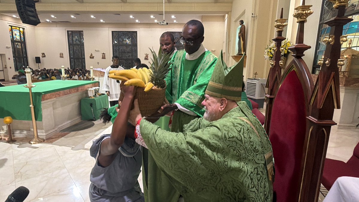 Saturday evening Vigil Mass for concluding of week long “Jericho” revival. As many people outside the church as inside.