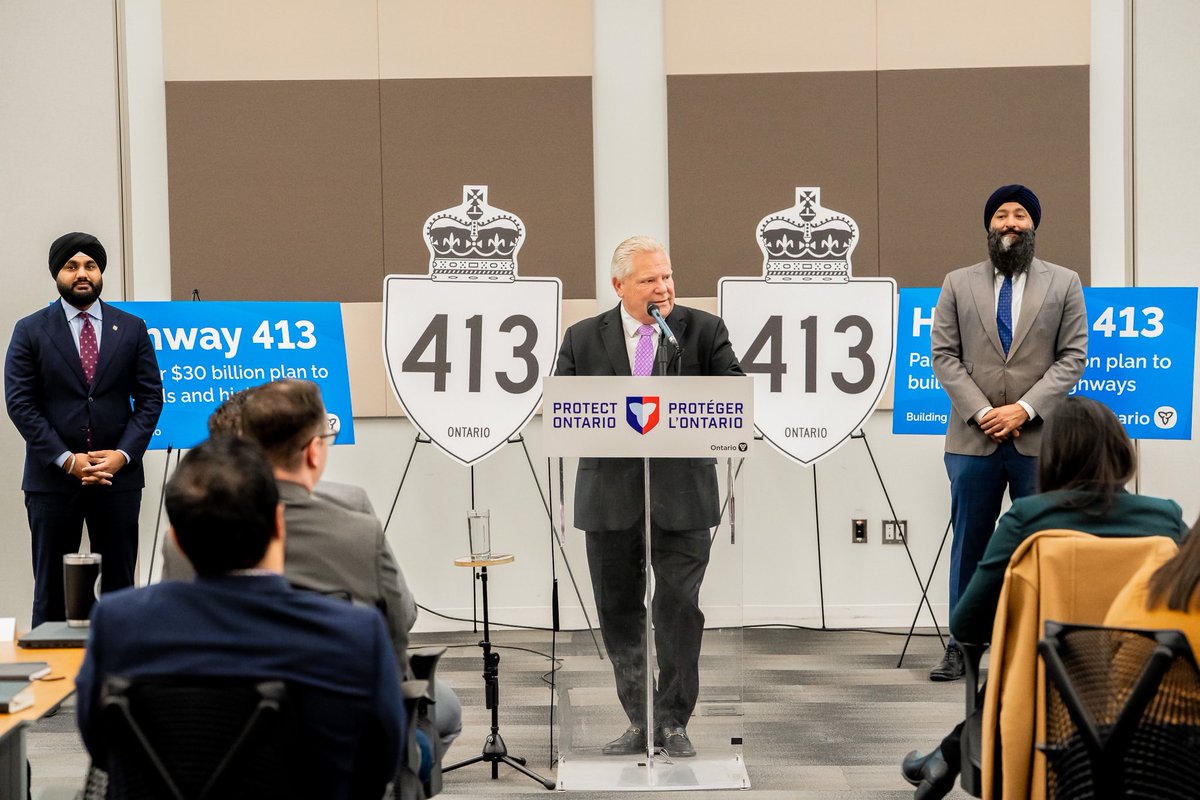 fordnation's tweet image. Highway 413 is a transformational project that will cut travel times for Ontario drivers by up to 30 minutes each way.

With tariffs hitting Ontario workers, I met with builders and industry leaders last week to talk about how we can get shovels in the ground on Highway 413 even