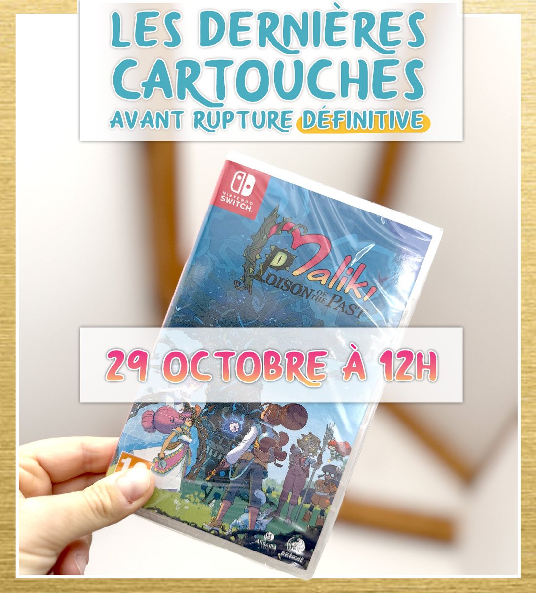 🚨 ANNONCE IMPORTANTE 🚨
Nous allons enfin mettre en vente les dernières cartouches du jeu Maliki !

Elles seront disponibles sur notre boutique ce mercredi à midi tapante !

En combien de temps le stock sera K.O. ?
10 minutes ? 1h ? 1 jour ?
Quoi qu'il en soit, ne trainez pas ;)
