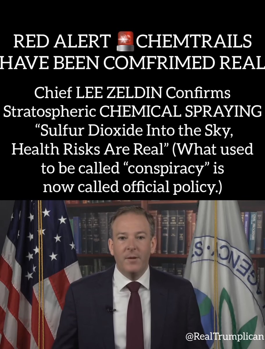 HankishTwitZone's tweet image. President Trump’s EPA Administrator @leezeldin confirms that CHEMTRAILS are REAL! Pass it on!!