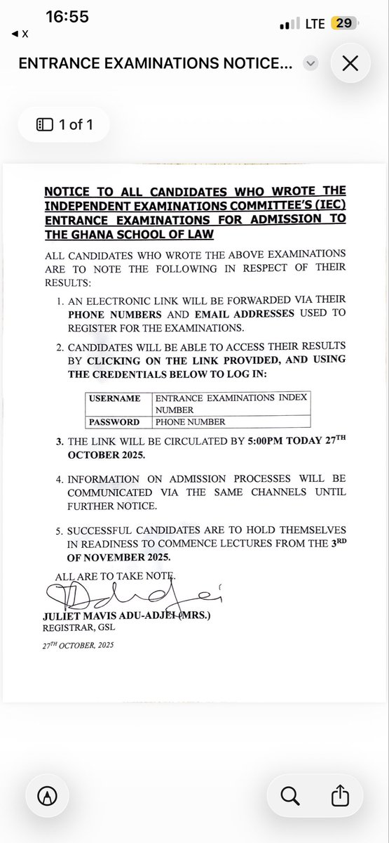 That_Otting's tweet image. To whom it may concern.

ENTRANCE EXAMS RESULTS 
#GSL
#IEC