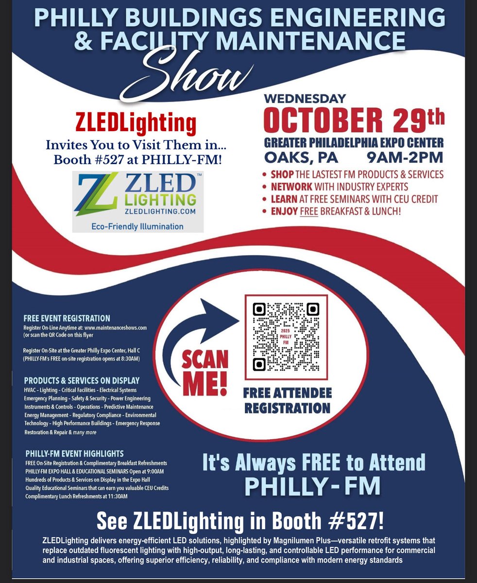 ZLEDLighting's tweet image. 💡Wednesday, Oct 29 from 9am- 2 pm we will be showcasing ZLEDLighting &amp;amp; Magnilumen Plus.  

🧢 Visit us at booth #527 for some great swag! Psst….It’s FREE to attend! 

#zledlighting #magnilumenplus #tradeshow #swag #giveaways