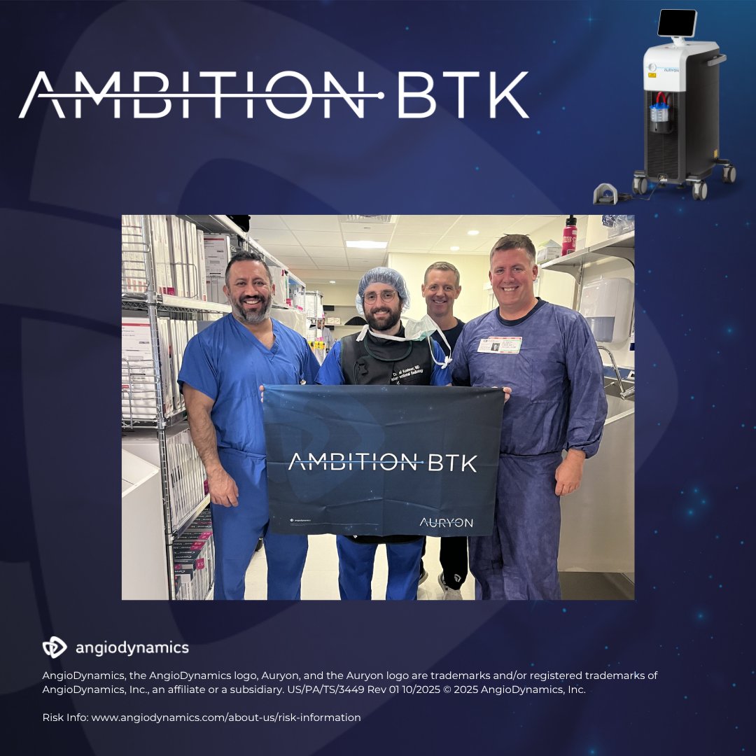 AngioDynamicsCV's tweet image. It’s exciting to see new sites join #AMBITIONBTK – congratulations to Dr. Guevara and the team at Barnes Jewish Hospital on their first patient enrollment!

Learn more&amp;gt; bit.ly/464ZJTE
Risk information&amp;gt; bit.ly/3UFe4Rf

#AngioDynamics #TheAuryonSystem #AMBITIONBTK