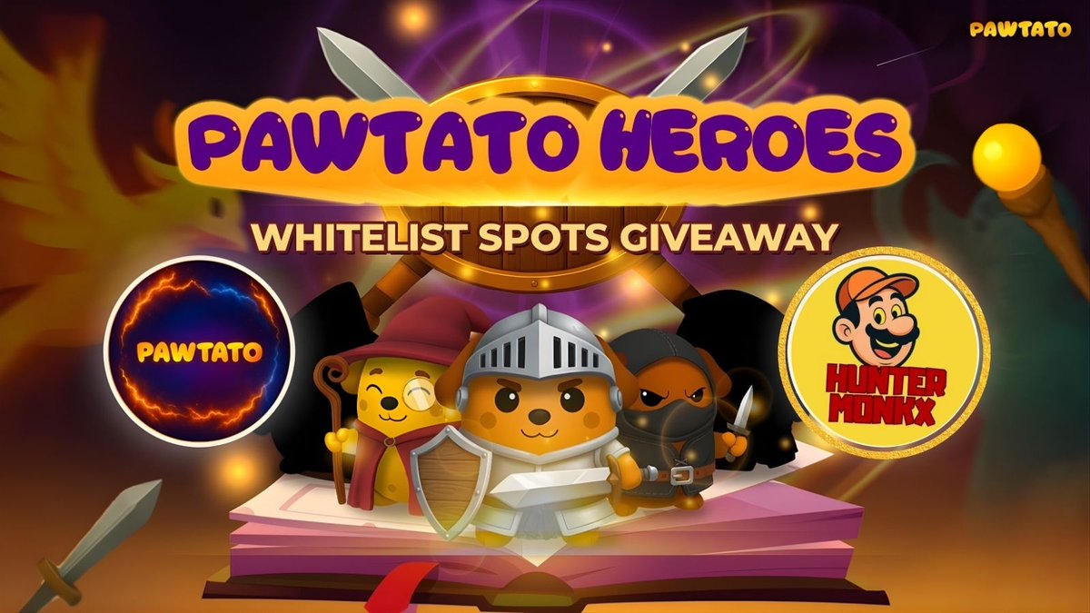 HUNTERMONKX's tweet image. Another Big W Giveaway For my Pawtato Lover&apos;s 🥰

@PawtatoFinance  20 HERO NFT WL GIVEAWAY 🎁

How to Enter✅

1️⃣Follow @PawtatoFinance &amp;amp; @HUNTERMONKX 
2️⃣Like &amp;amp; RT This Tweet❤️
3️⃣Comment you Sui Wallet Addy💪
4️⃣Join My Community : x.com/i/communities/…

15 Winners are selected…