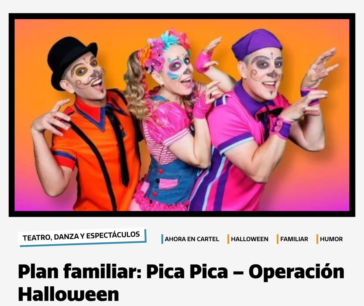 GuiaDelOcioOf's tweet photo. Un musical infantil con un formato participativo y lúdico en el que los miembros del grupo interpretan algunas de sus canciones más conocidas.
Más info y entradas -> https://t.co/Veu6qezIGf
#PlaneFamiliares #PlanesConNiños #PlanesEnMadrid #PlanesHalloweenMadrid #picapica https://t.co/0AOHqYUWUJ