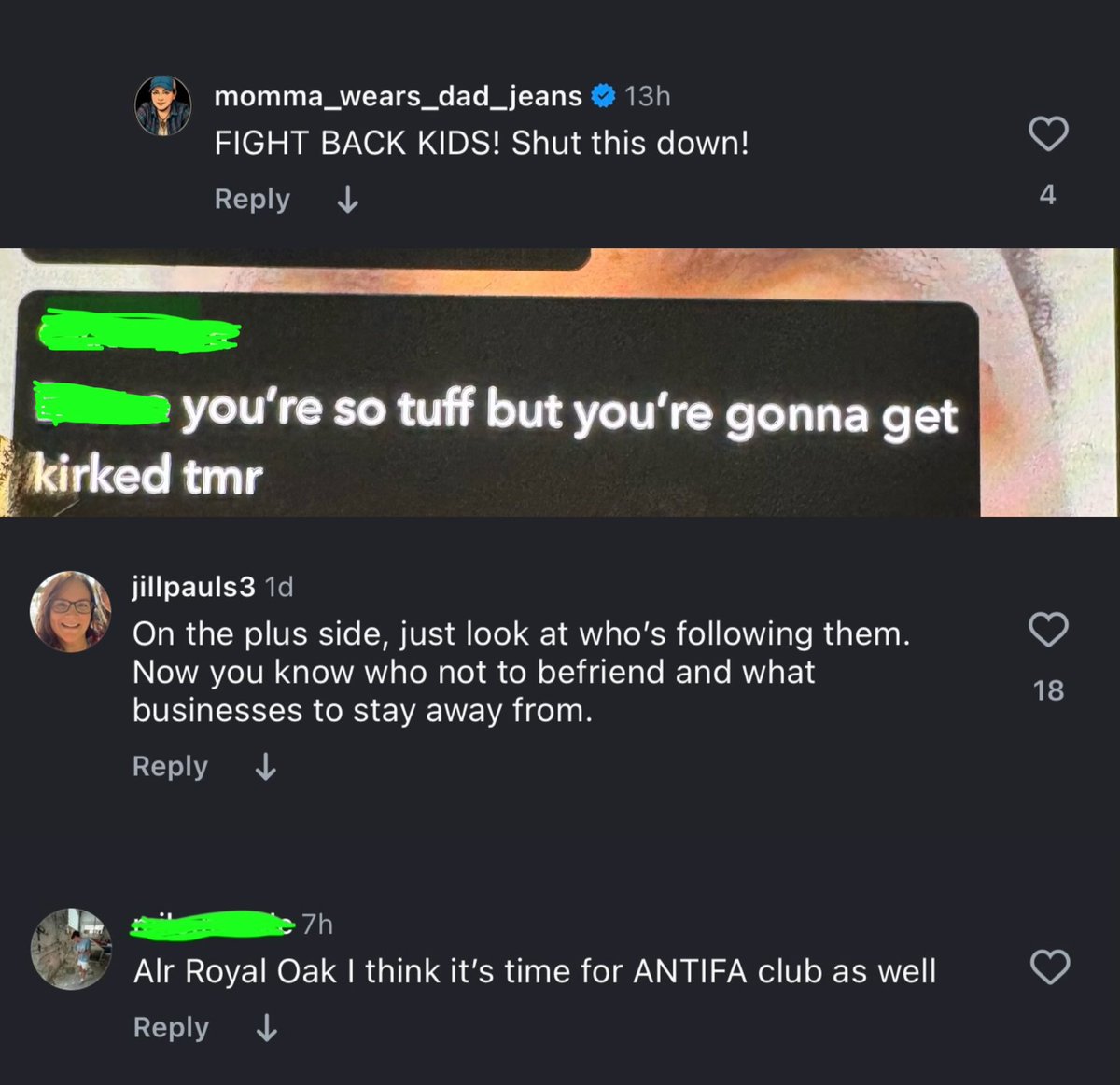 These comments and messages were shared with my office by a group of students at Royal Oak High School who recently started a <a href="/TPUSA/">Turning Point USA</a> chapter at their school.

Within hours of announcing the new club, these students were inundated with vile and threatening messages from other