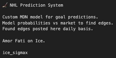 ice_sigmax's tweet image. Our NHL model is now live for 2025-26 season