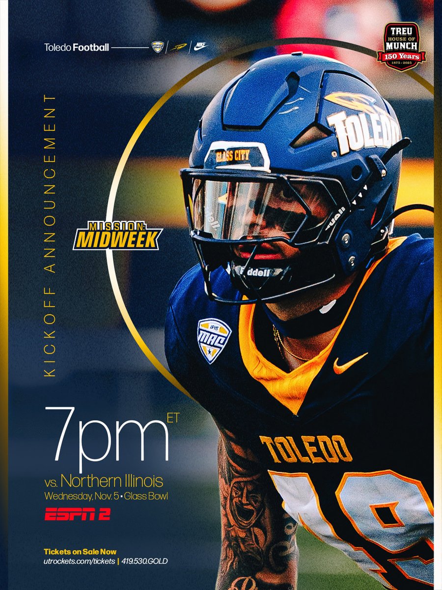 Our kickoff time against NIU has been set 🗓️🚀

#TeamToledo