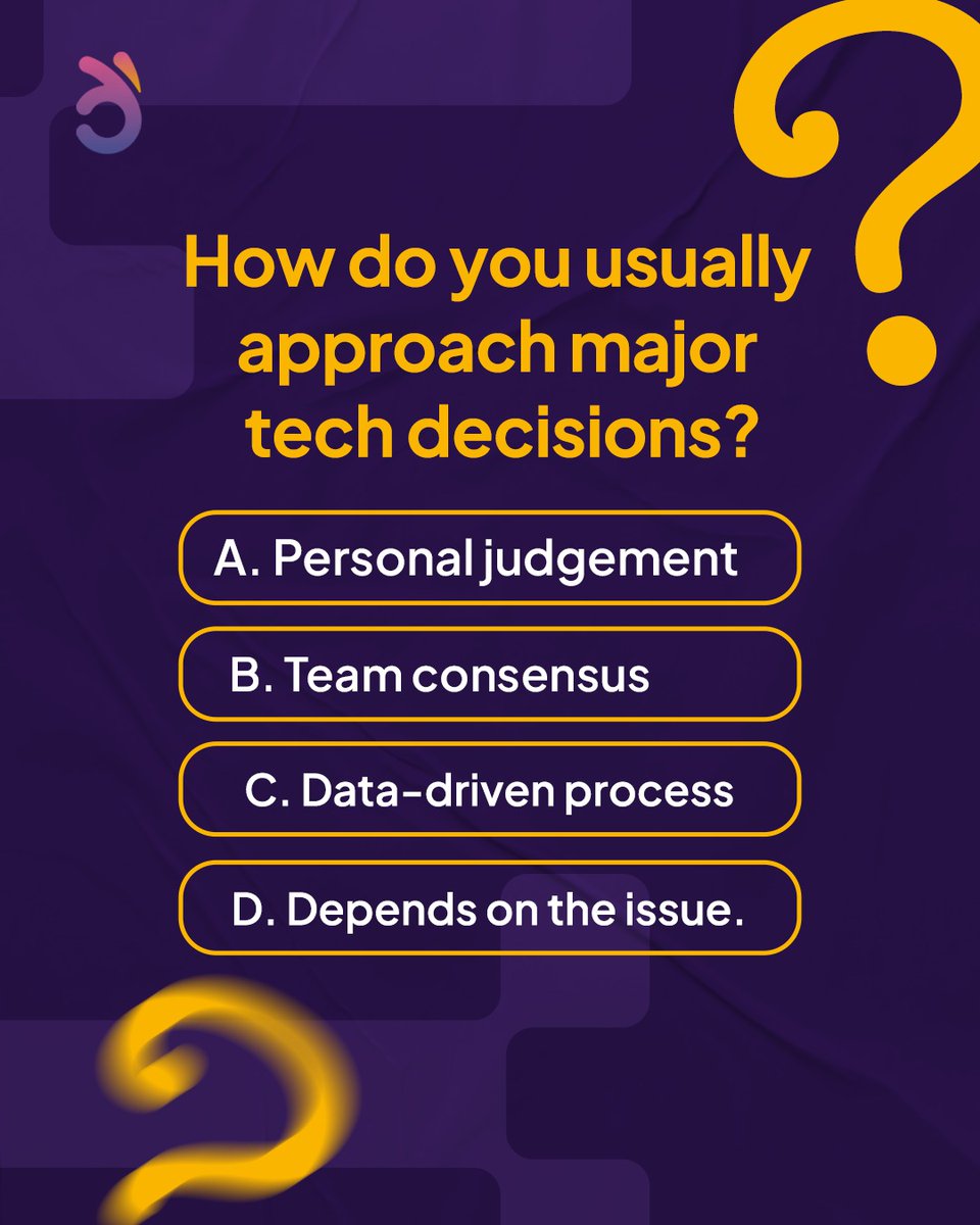 ReallyGreatTech's tweet image. How do you tackle those big tech decisions? Gut instinct, team huddle, hard data, or play it by ear? Cast your vote and share your strategy in the comments – let&apos;s spark some insights! 📈🔍 #TechDecisions #InnovationApproach #DataDriven