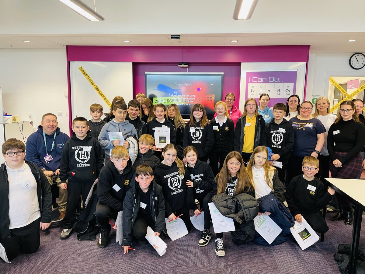 shonadalling's tweet photo. Another CSI Workshop successfully completed by Hurlford Primary P7 today at Kilmarnock Campus 🔍
Thank you to our HNC Applied Science students for helping out today:
Nicole, Louise, Cherenne, Madison, Charlotte & Casey ⭐️
#sciencegeek #RoyalSocietyofChemistry @AyrshireColl https://t.co/7BS3MgBDge