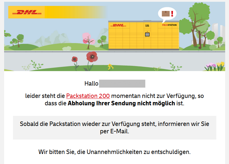 rabbit_70's tweet photo. @DHLPaket Die Station funktioniert wieder. Keine Ahnung seit wann, denn eine E-Mail gab es deshalb nicht. Hab heute morgen zufällig gesehen, dass DHL dort Pakete eingeliefert hat, sonst würden meine Pakete dort noch immer drin liegen. https://t.co/CmklZbc3Zq