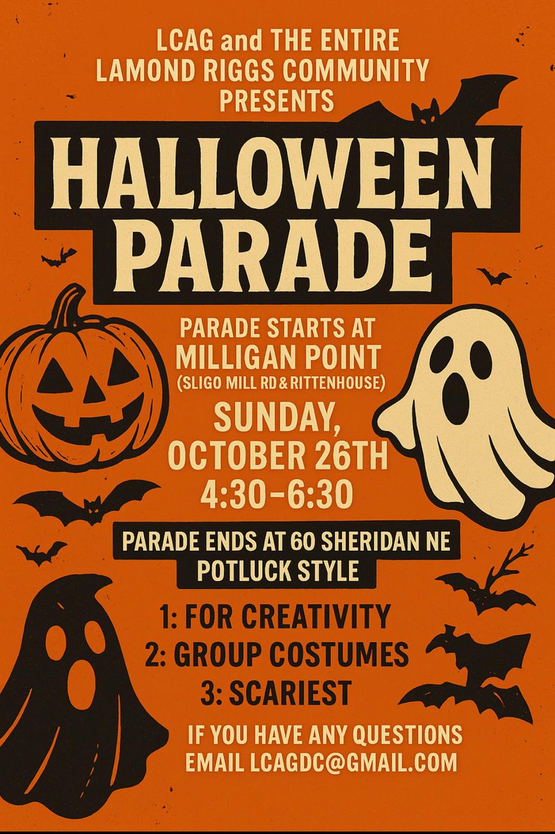 What at Day in #Lamond Annual #HalloweenParade &amp; #SeniorGiftBaggivaway followed by the #AnnualSocialHour &amp; #CostumeContest
<a href="/CMLewisGeorgeW4/">CM Janeese Lewis George</a> <a href="/councilofdc/">Council of DC</a> <a href="/JininBerry/">Jinin Berry</a> <a href="/MichaelCohenANC/">Michael Cohen</a>