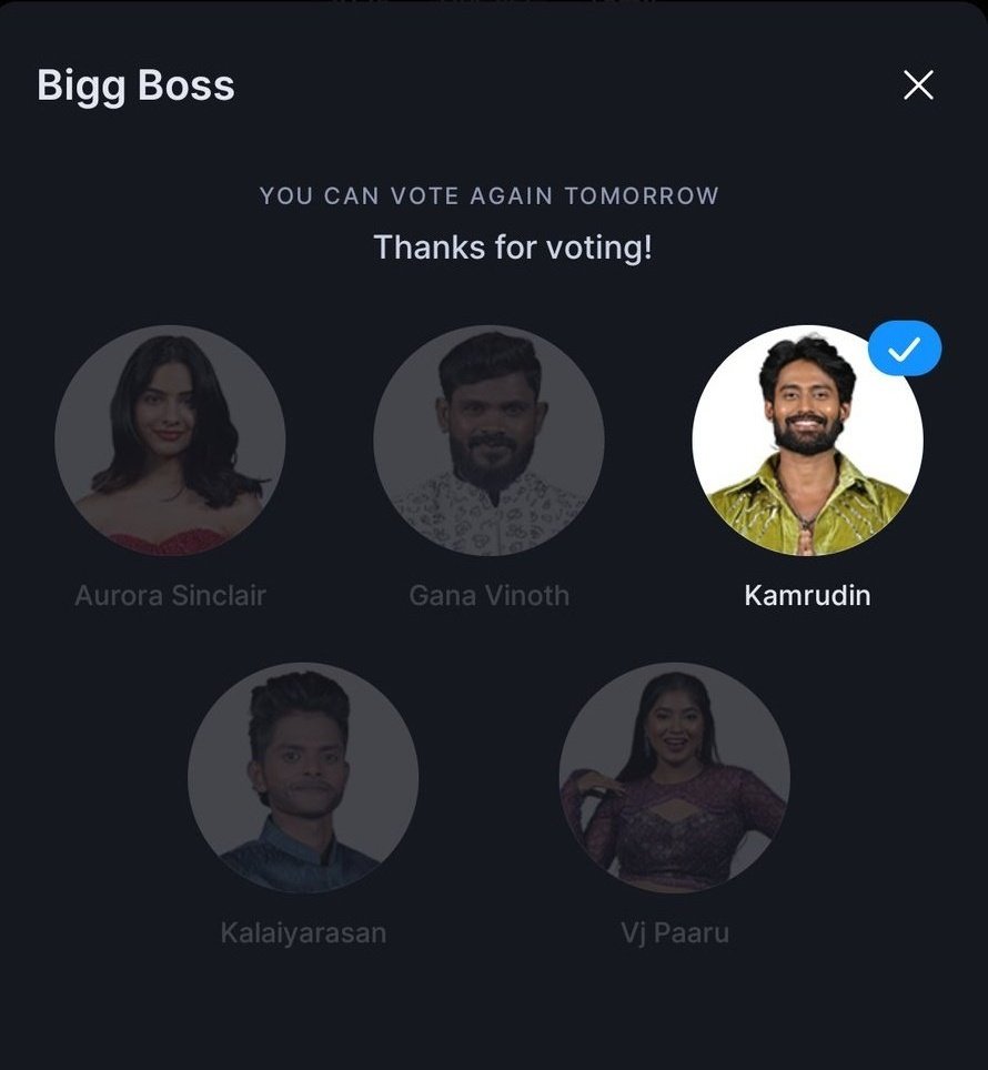 haricivil004's tweet image. I m completed my vote for #Kamrudin 
🤩📈👍.
#KamrudinSquad
#BiggBossTamil9