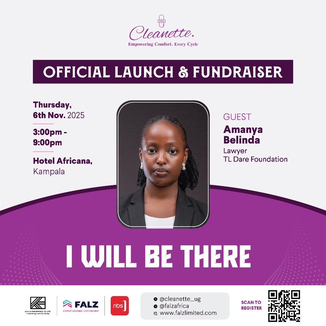 This November, @Cleanette_ug launches Uganda’s 1st sanitary pad vending machine, a step toward making pads accessible, affordable, and dignified for every woman and girl.

I’ll be joining the Official Launch &amp; Fundraiser to support the purchase of these vending machines for