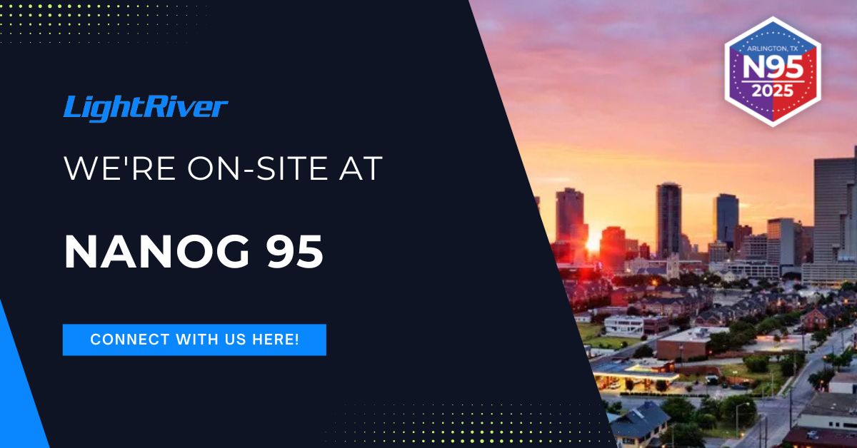 We’re on-site at #NANOG95 in Arlington, TX!

🔥 Don’t miss our fireside chat tomorrow at 3 PM CDT with Nokia and GigabitFiber, following news of our partnership expanding AI connectivity across Texas.

🗞️ Release: lightriver.com/lightriver-and…