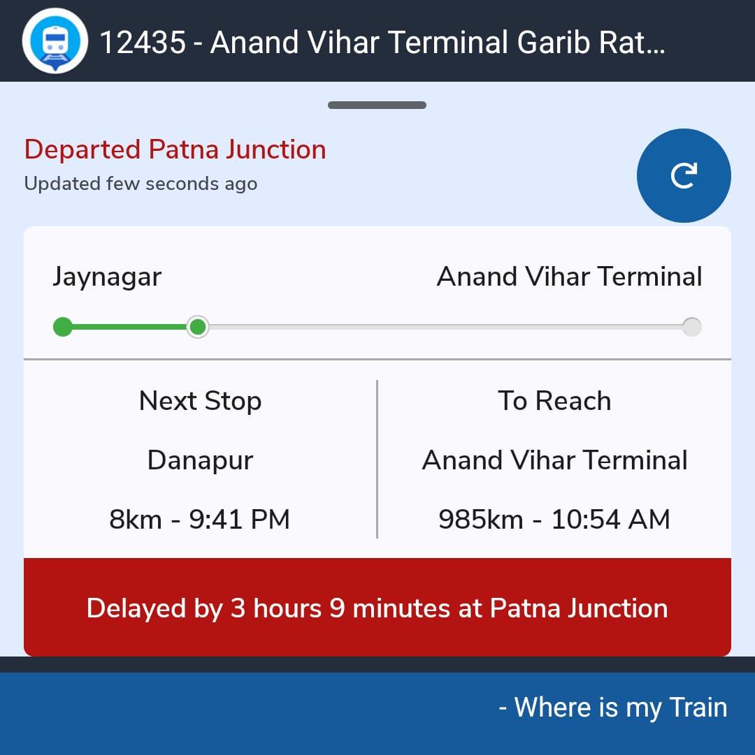 himanshus55's tweet photo. 3 hours late and no proper update! Tomorrow I’ve my placement interview at 10 AM,and this train is still crawling 😡 During Diwali–Chhath, tickets aren’t available even 2 months early,and after paying 2x the fare,this is what we get. @RailMinIndia @IRCTCofficial 
#IndianRailways https://t.co/qxec3IL2zT